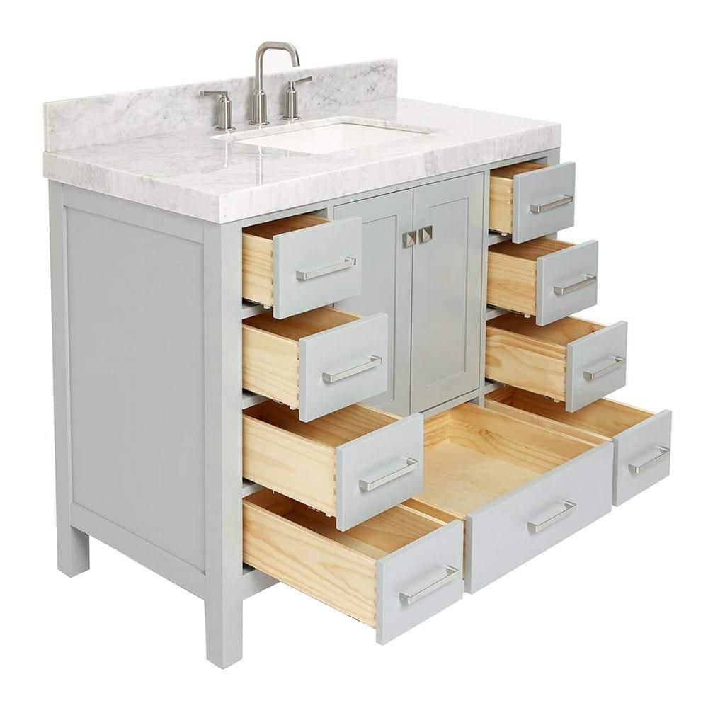 Cambridge 42'' Single Bathroom Vanity with Carrara Marble Top