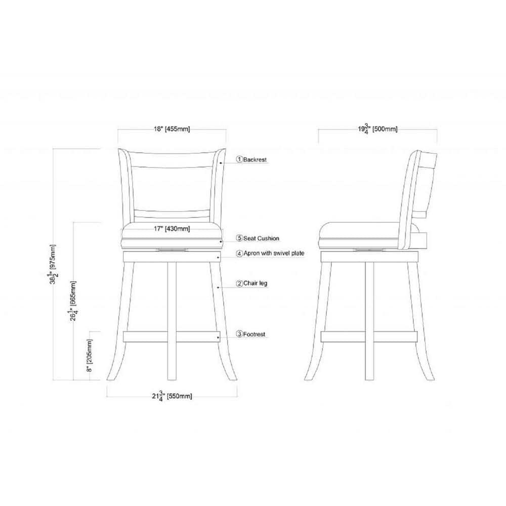 24" Augusta Swivel Counter Height Barstool Hardwood Cappuccino - Boraam: Round Seat, Footrest