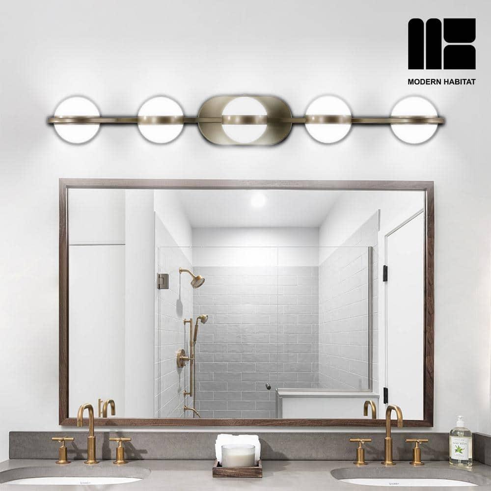Modern Habitat DivineDazzle 5 - Light Dimmable Gold LED Vanity Light