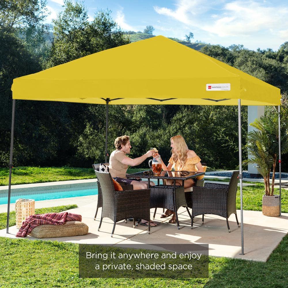 Best Choice Products 10x10ft Easy Setup Pop Up Canopy w/ 1-Button Setup, Wheeled Case, 4 Weight Bags - Yellow