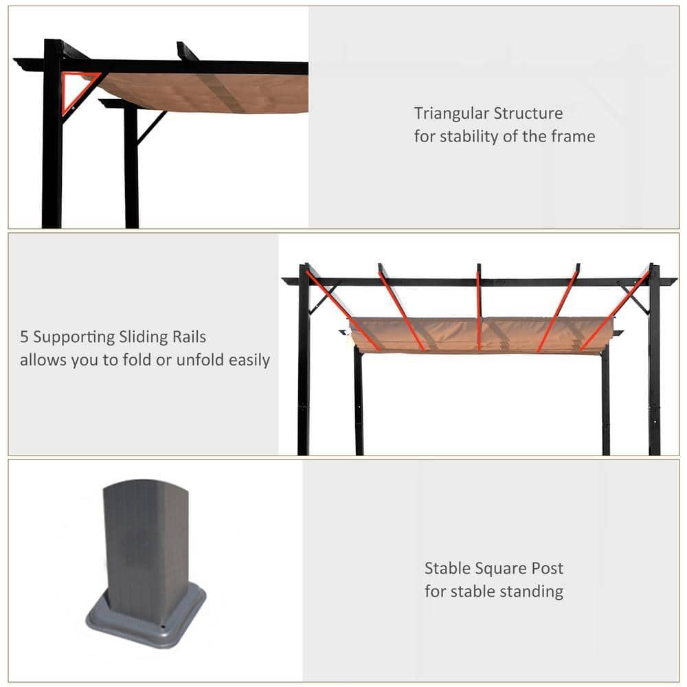 Outsunny Outsunny Pergola with Retractable Shade Canopy, Aluminum