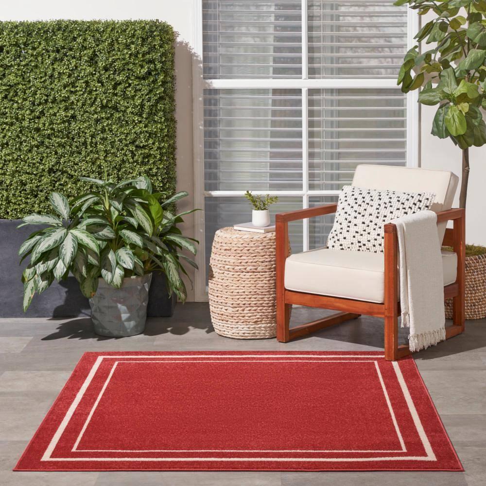 Nourison Essentials 5' x square Brick/Ivory Contemporary Indoor/Outdoor Rug