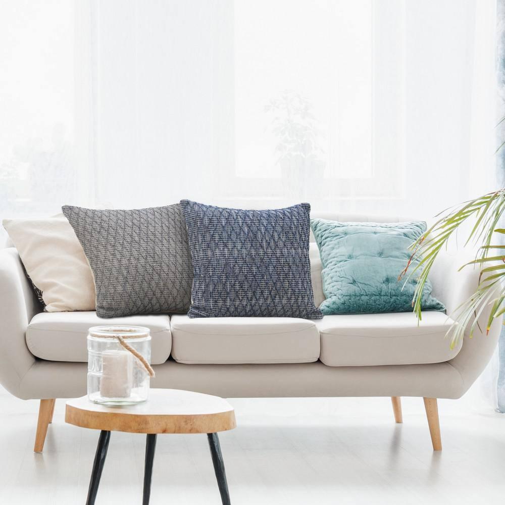 Elm & Oak Modern Traditional Blue Diamond Geometric Throw Pillow