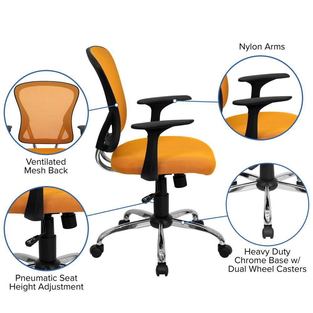 Flash Furniture Mid-Back Mesh Swivel Task Office Chair with Chrome Base and Arms