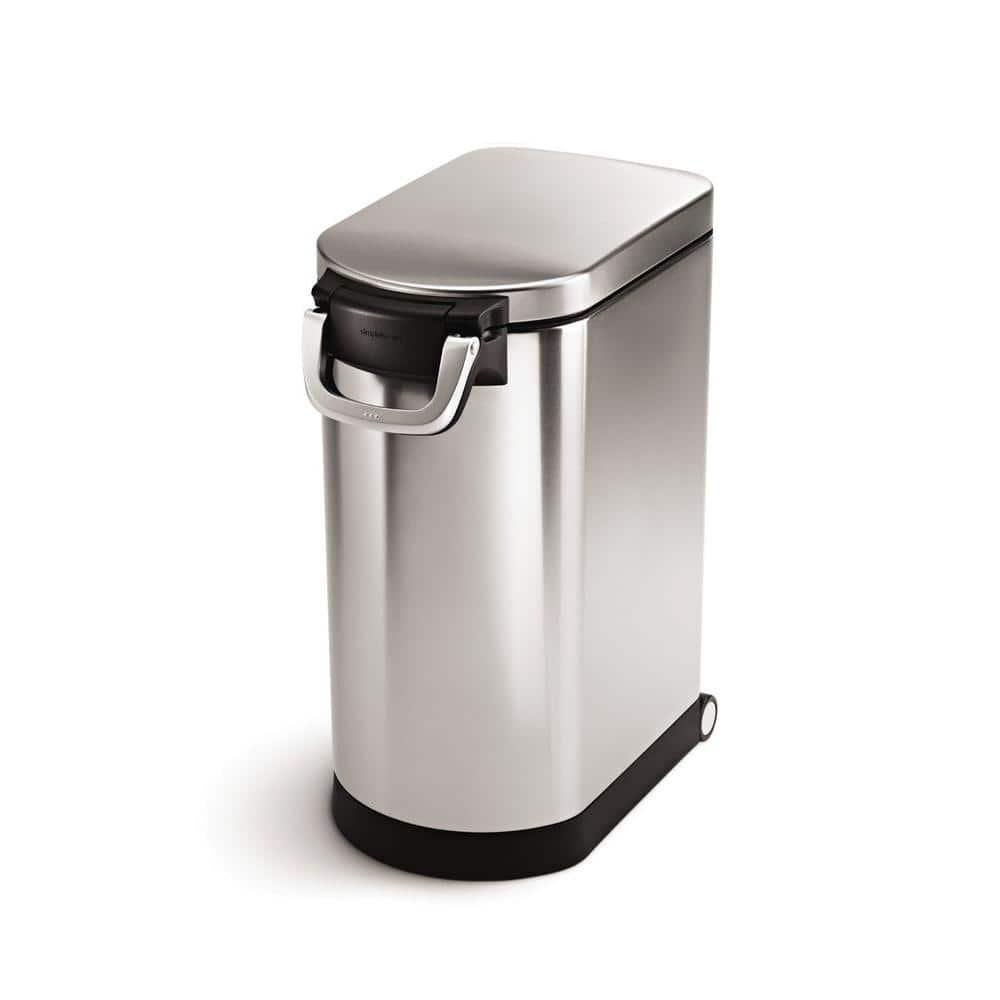 simplehuman Pet Food Storage Container Stainless Steel for Dog Food, Cat Food, and Bird Feed