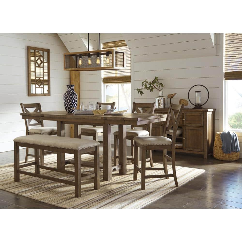 Signature Design by Ashley Casual Moriville Counter Height Dining Bench  Beige