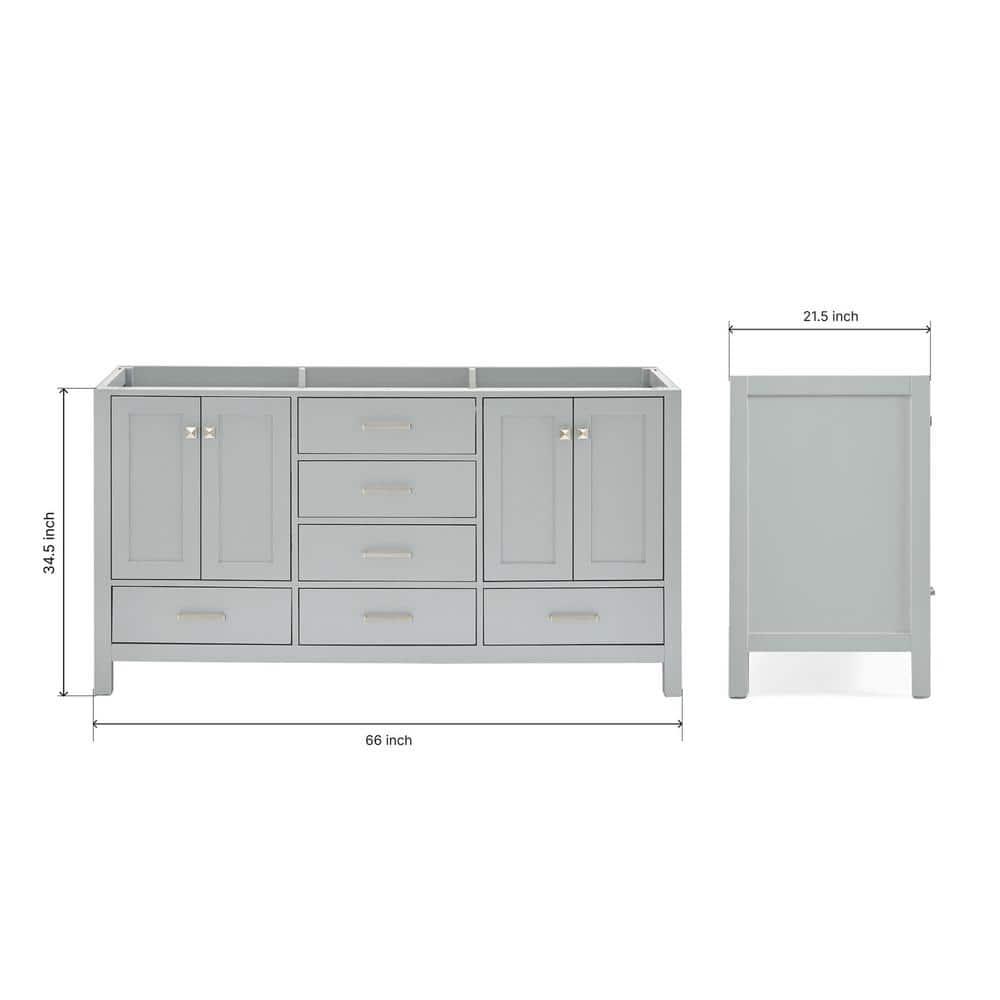 Ariel A067d-Bc Cambridge 66" Double Free Standing Vanity Cabinet Only - Grey
