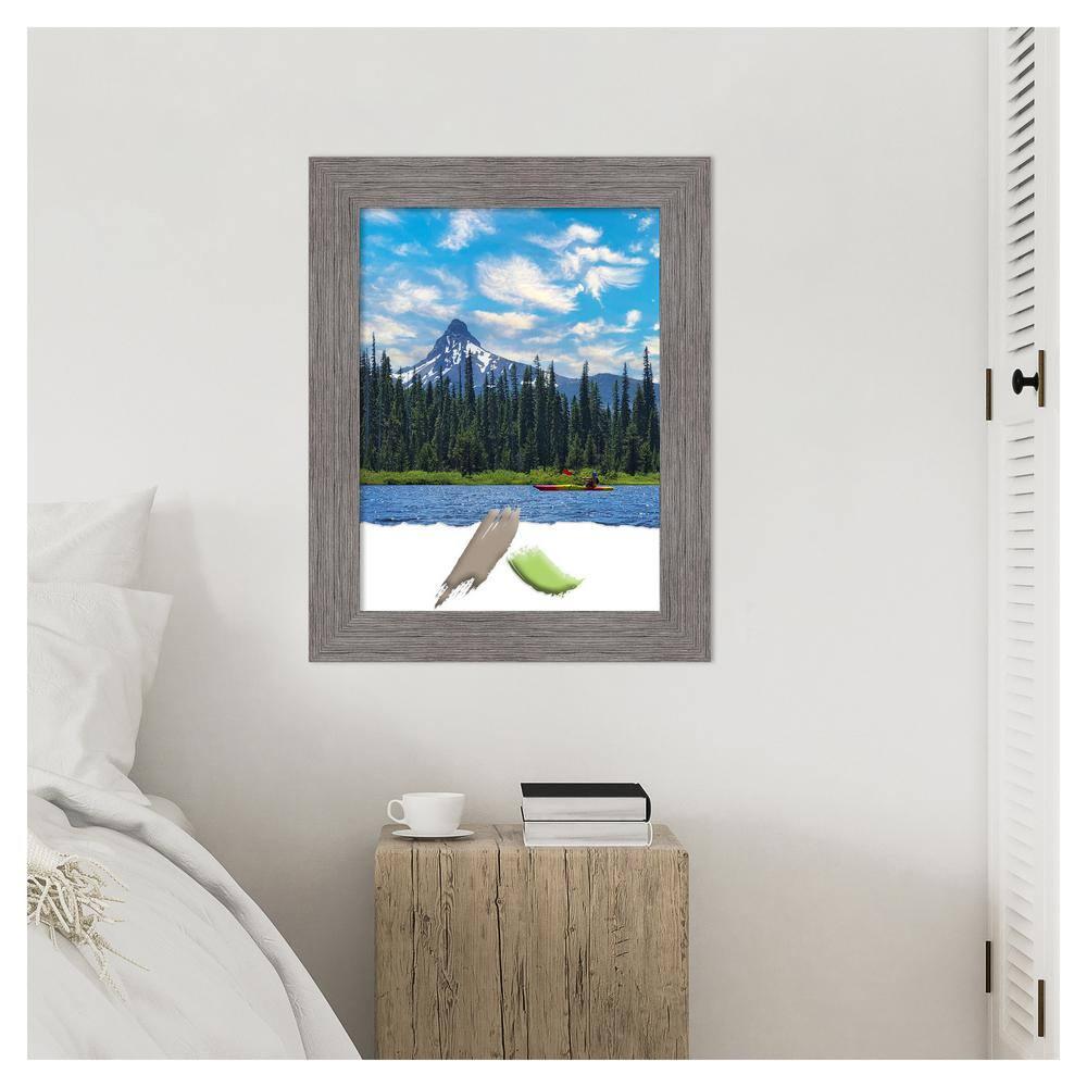 Amanti Art Pinstripe Plank Grey Picture Frame Opening Size 18x24 in.