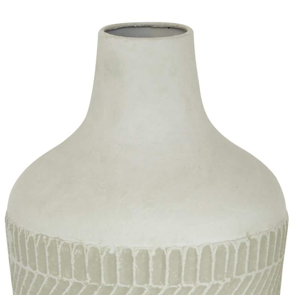 DecMode 13" Textured White Metal Vase