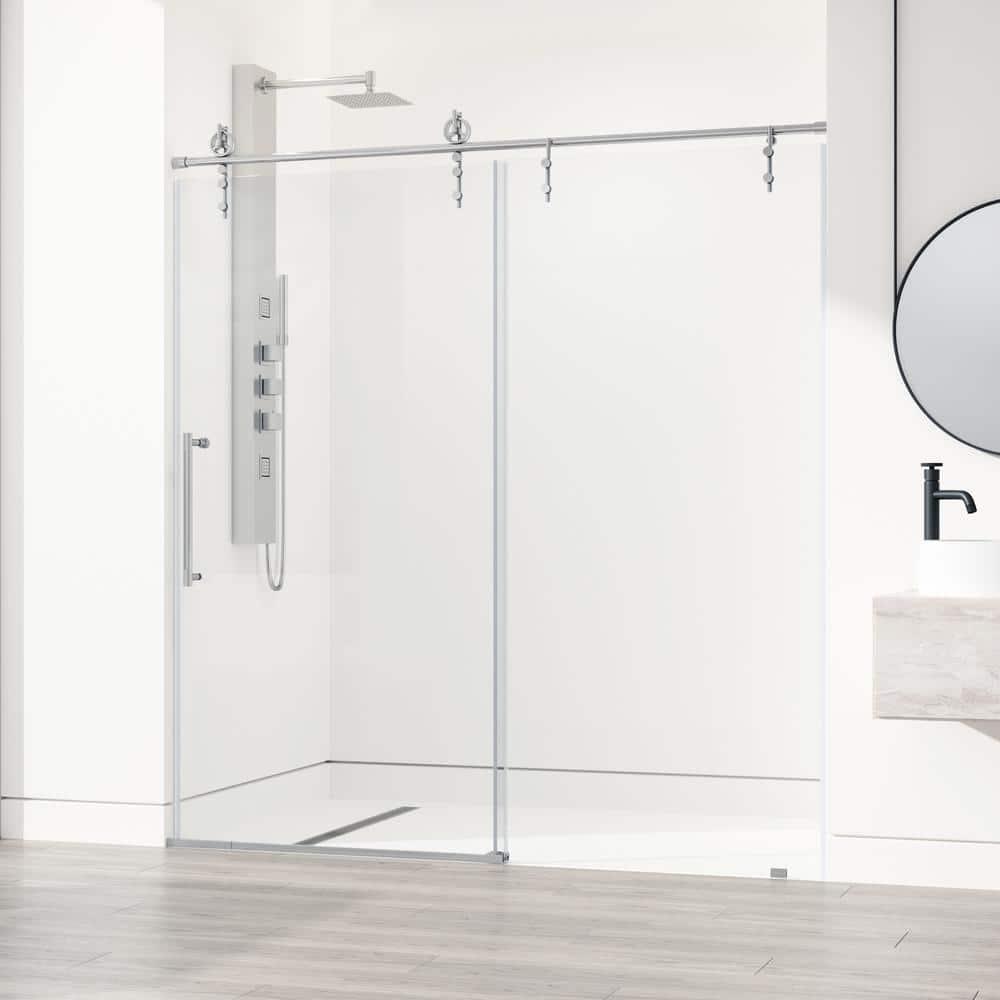 Hamilton 56-60" W x 78" H Sliding Frameless Shower Door with 3/8" Clear Glass