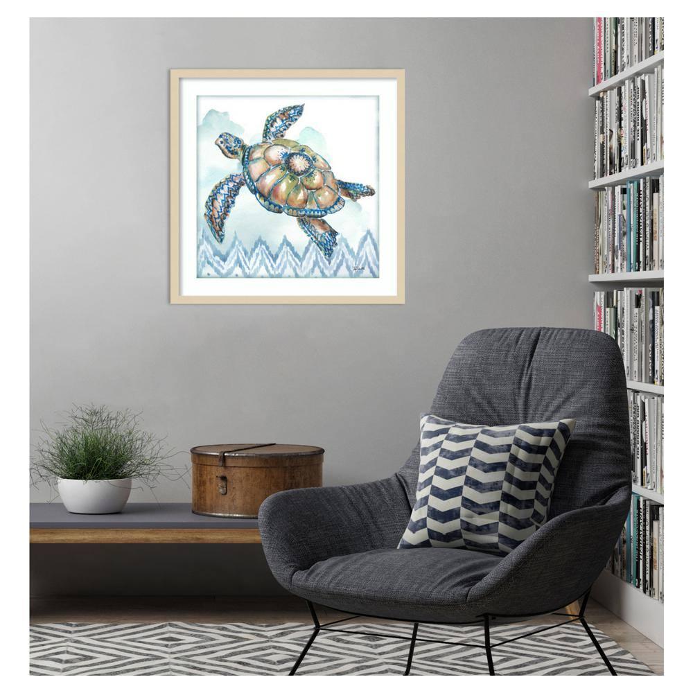 Amanti Art 25"x25" Boho Shells I Sea Turtle by Tre Sorelle Studios Wood Framed Wall Art Print