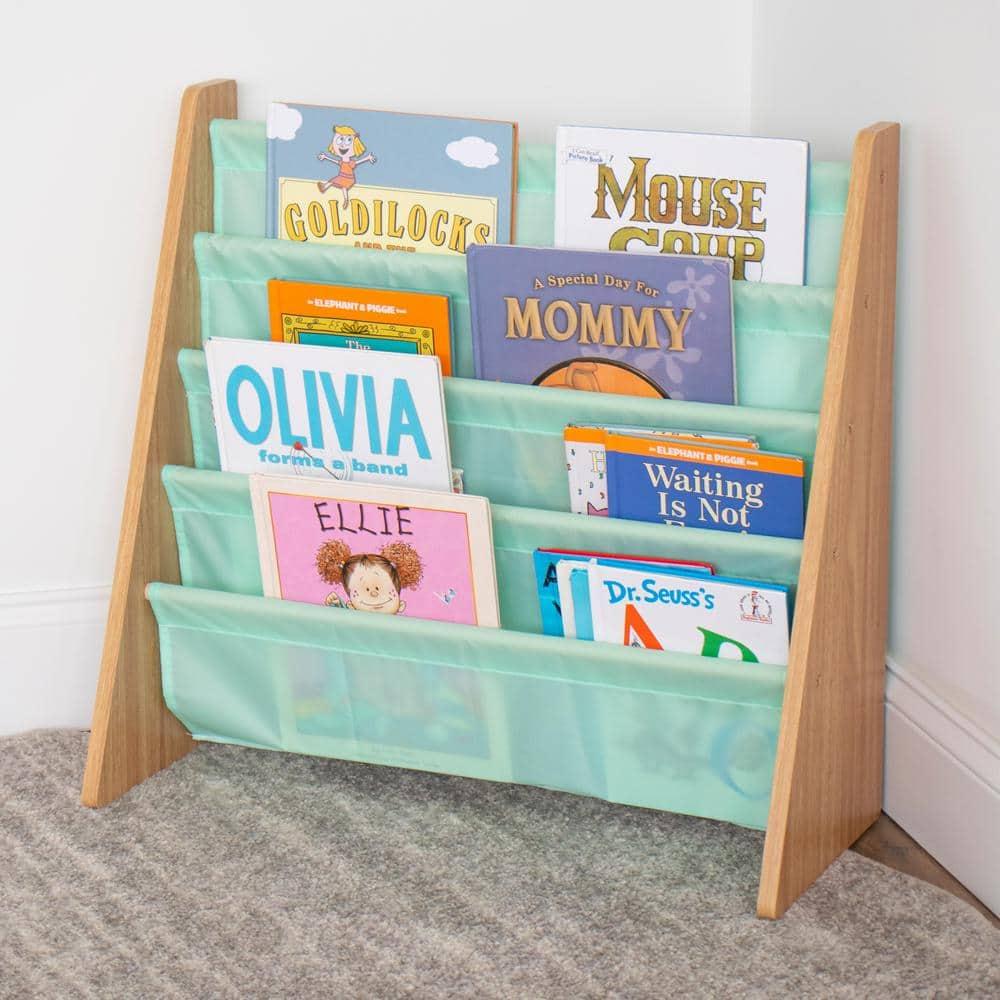 Humble Crew Kids' Bookshelf 4 Tier Book Organizer Seafoam Green/Natural