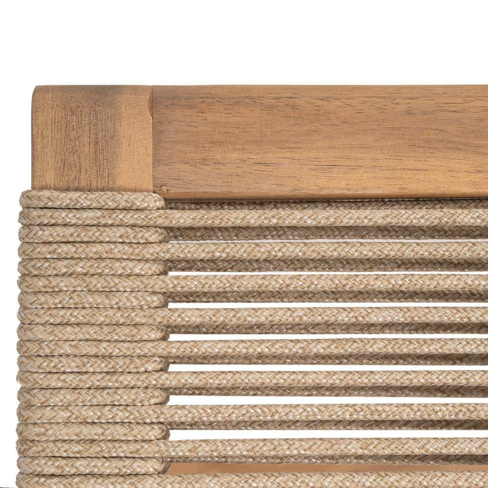 Christopher Knight Home Addison Rustic Outdoor Acacia Wood Chaise Lounge with Rope Seating (Set of 4), Teak/Beige