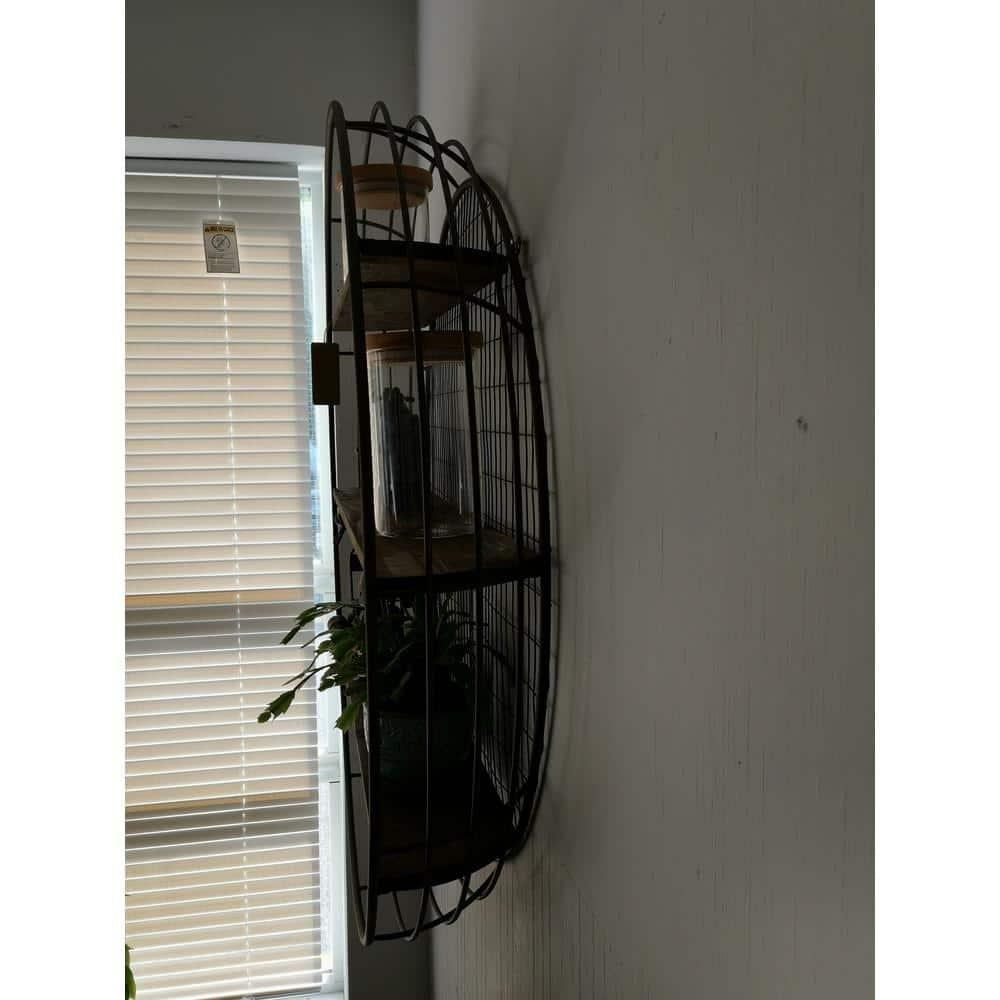 Wall Rack - 3-Tier Rustic Round Iron Wall Shelf
