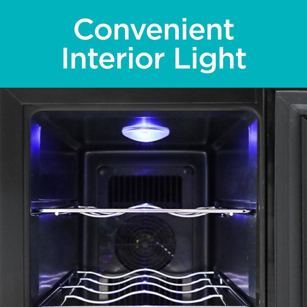 BLACK+DECKER 6 Bottle Wine Fridge, Thermoelectric Small Wine Cooler, Mini Wine Fridge with Triple Pane Clear Glass Door