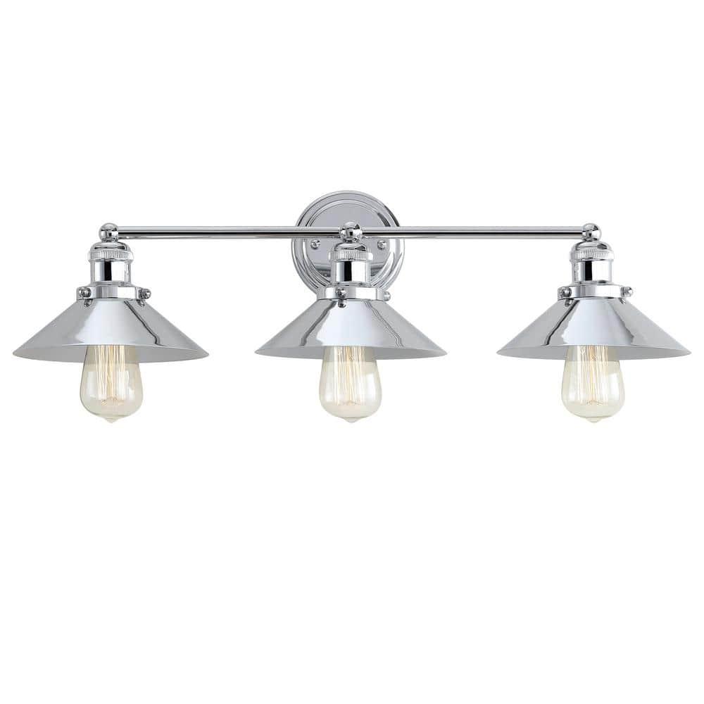 June 26.5 in. 3-Light Metal Chrome Vanity Light