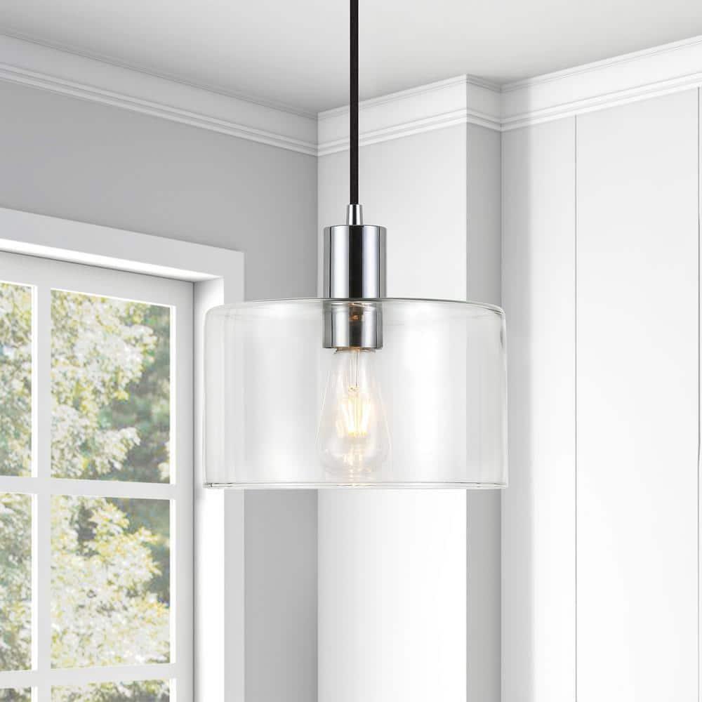 Evelyn&Zoe Industrial Clear Glass Pendant