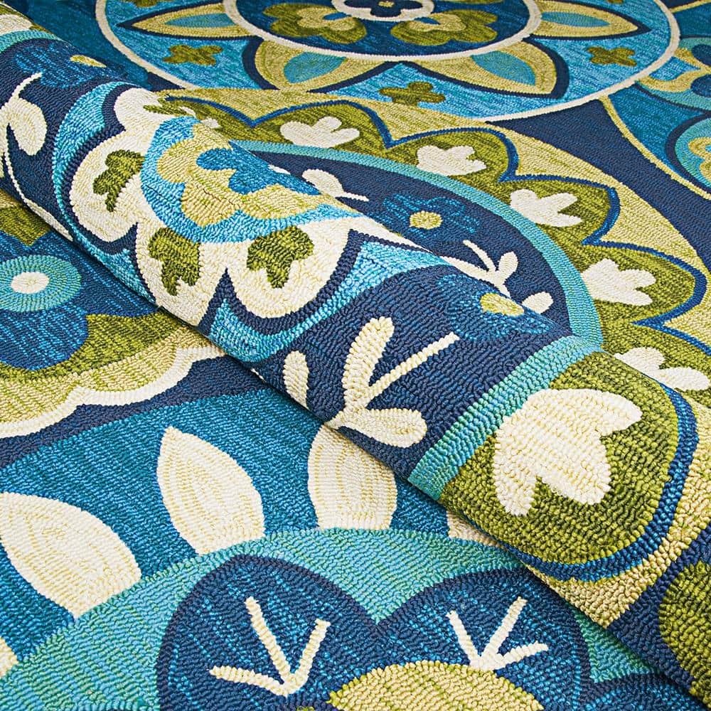 Couristan Covington Rip Tide Ocean-Green Indoor / Outdoor Area Rug, 5'6" x 8'
