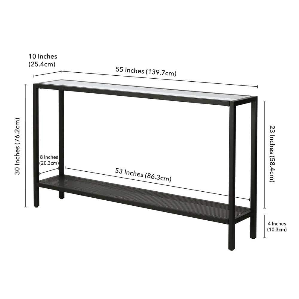 Evelyn&Zoe Rigan 55" Wide Rectangular Console Table, Blackened Bronze