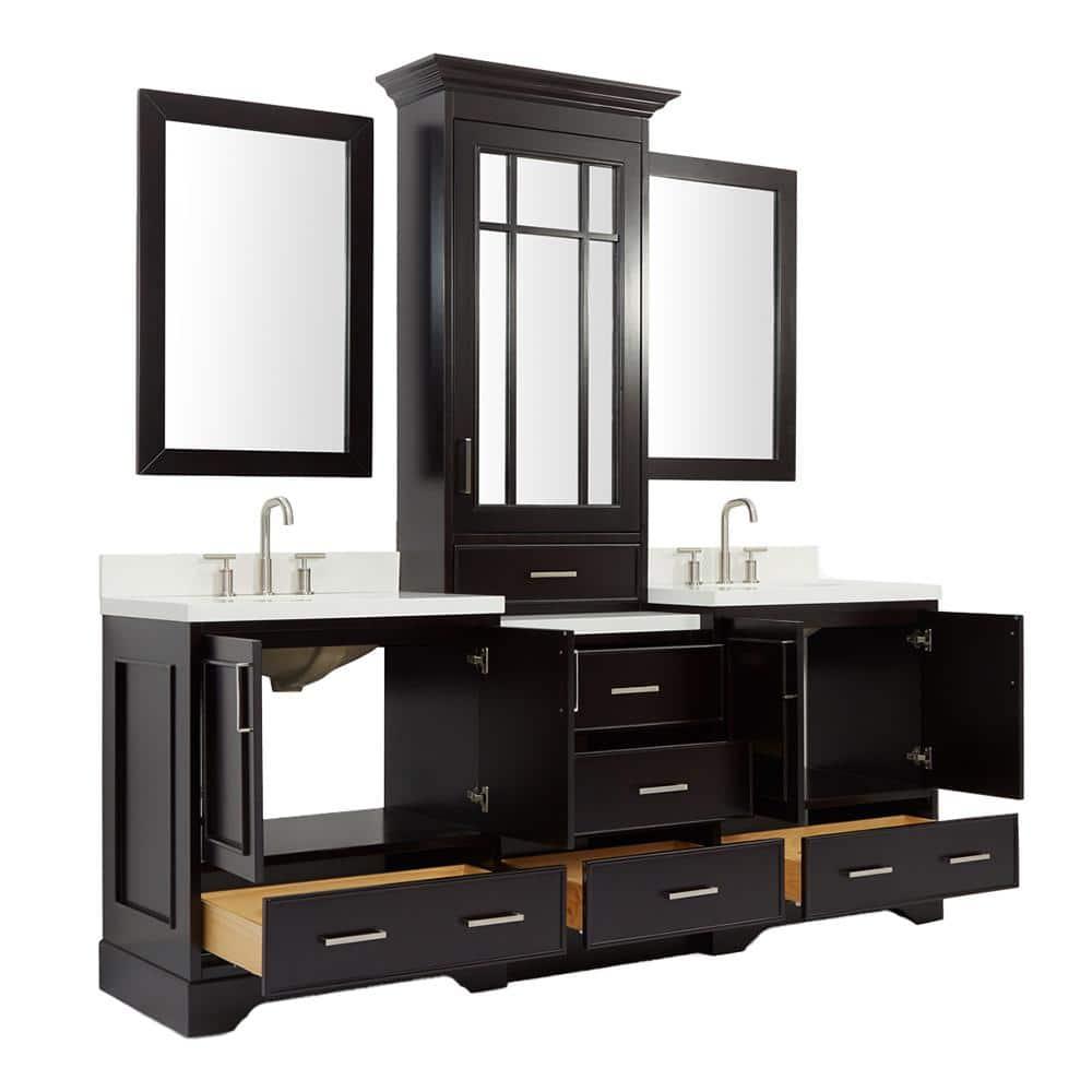 Ariel Stafford 85 in Double Sink Vanity Set in Espresso
