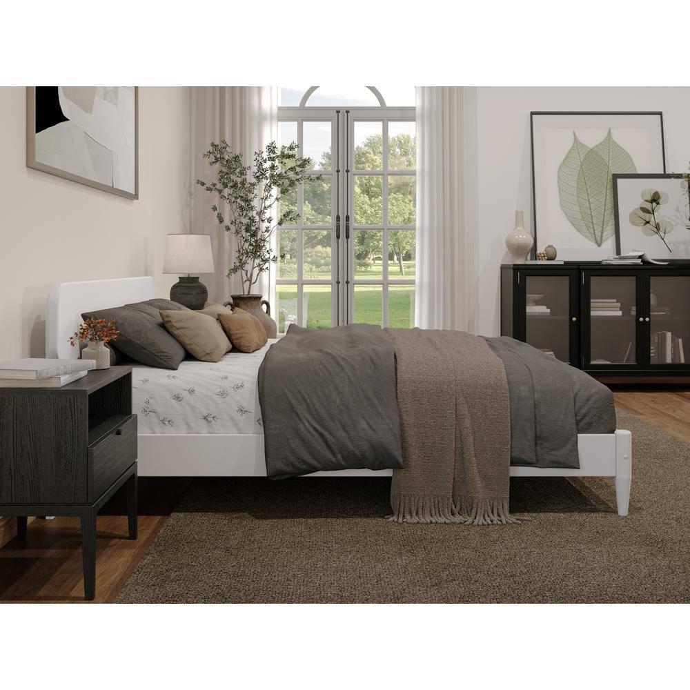 AFI Florence Queen Solid Wood Low Profile Platform Bed, White
