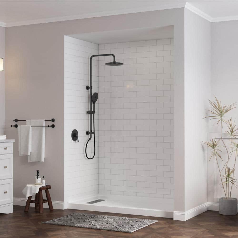 CASAINC CABR2501WH6032L GranVía 60"W X 32"D Single Threshold Shower Base Anti-Slip Shower Pan, Drain Assembly & Drain Cover Included