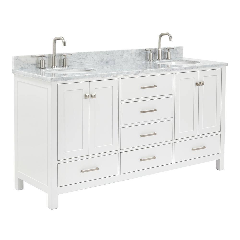 Ariel A067dcw2ovo Cambridge 67" Free Standing Double Oval Basin Vanity Set - White