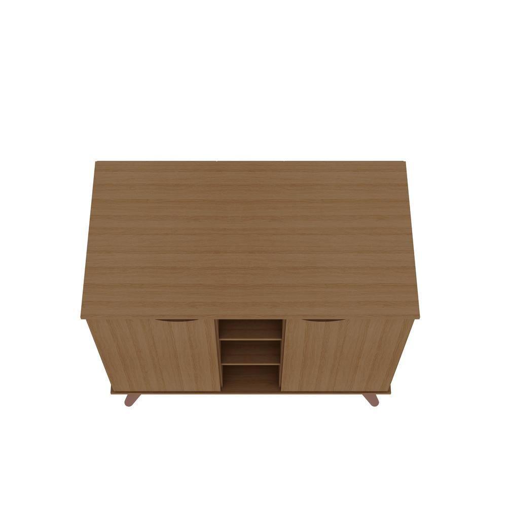 Manhattan Comfort 39.37" Hampton Buffet Stand Maple Cream: Mid-Century Modern Sideboard, Fixed Shelves