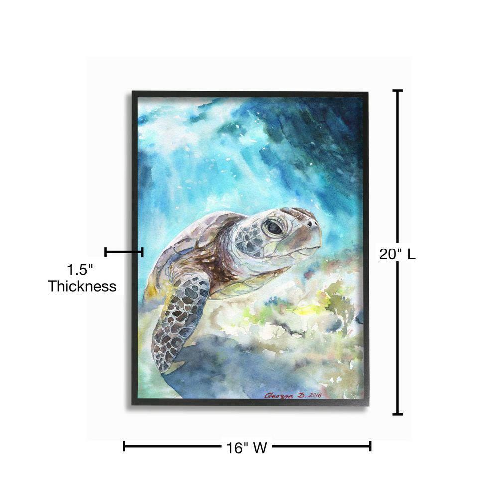 Stupell Industries Sea Turtle Ocean Watercolor, 16" x 20"