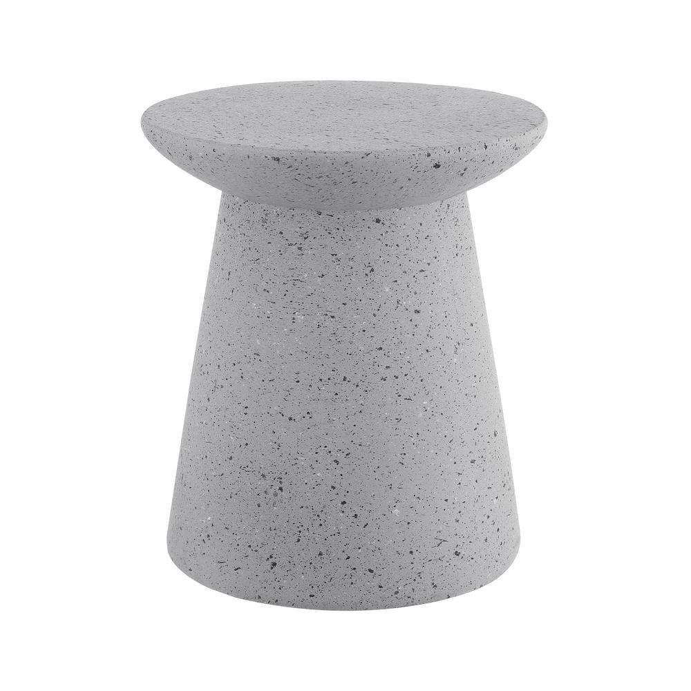 Hollie 18" Minimalist Modern Drum Accent Table Pedestal, Gray Terrazzo Finish - JONATHAN Y