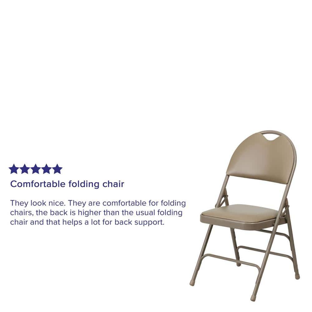 Executive Beige Vinyl High-Back Armless Chair with Metal Frame