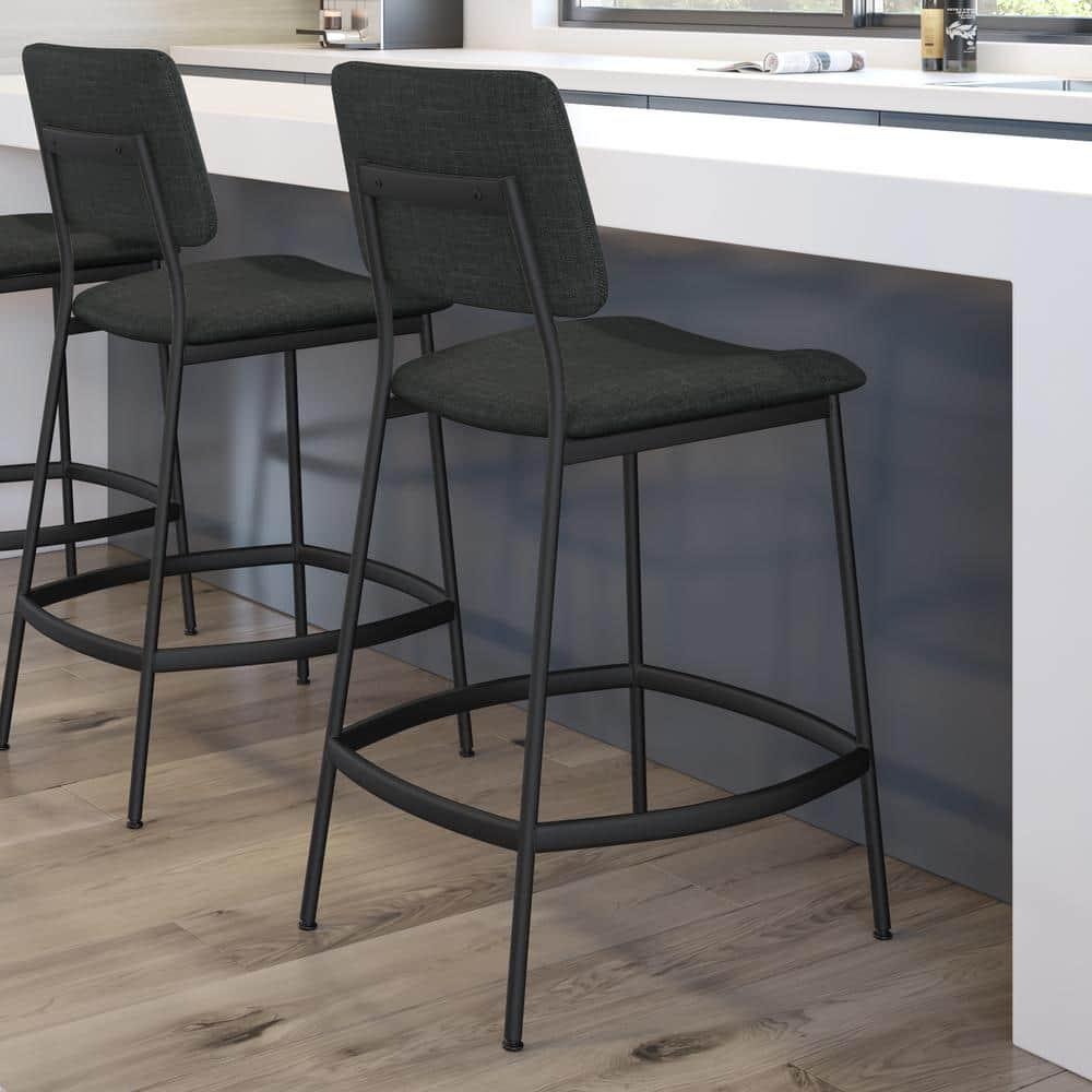 Amisco Sullivan 26 In. Counter Stool - Black Polyester / Black Metal
