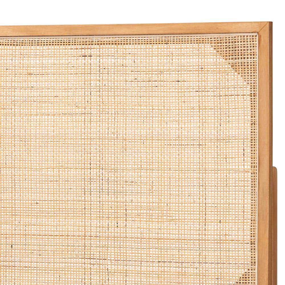 bali & pari Queen Aurelia Bayur Wood and Rattan Headboard: Bohemian Design, Wall or Frame Mount, Adjustable Height