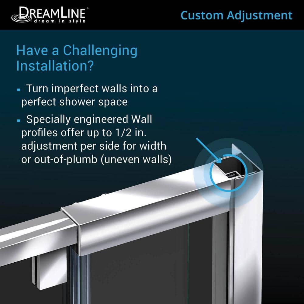 DreamLine SHDR-22487200-01 Flex 44" W x 72" H Pivot Semi-Frameless Pivot Shower Door with Clearmax Technology