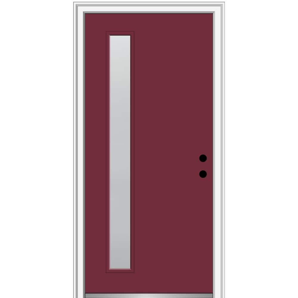 36 in. x 80 in. Viola Left-Hand Inswing 1-Lite Frosted Glass Painted Fiberglass Prehung Front Door on 4-9/16 in. Frame