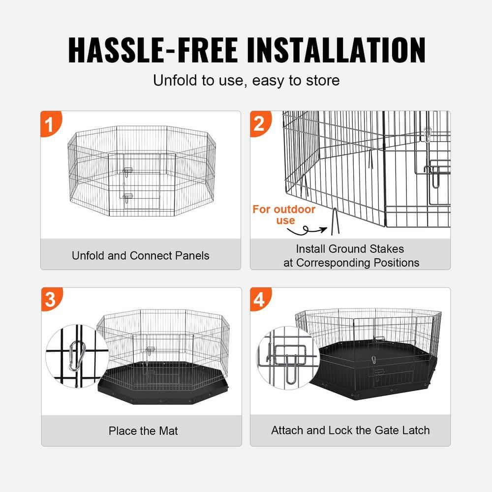 VEVOR 24'' H 8 Panel Metal Exercise Pen With Door