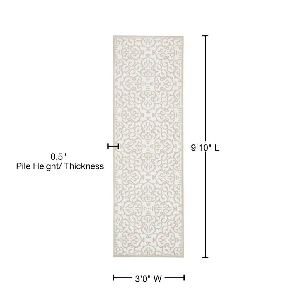 Unique Loom Rushmore Collection Area Rug - Johnson (3' x 9' 10" Runner Snow White/Beige)