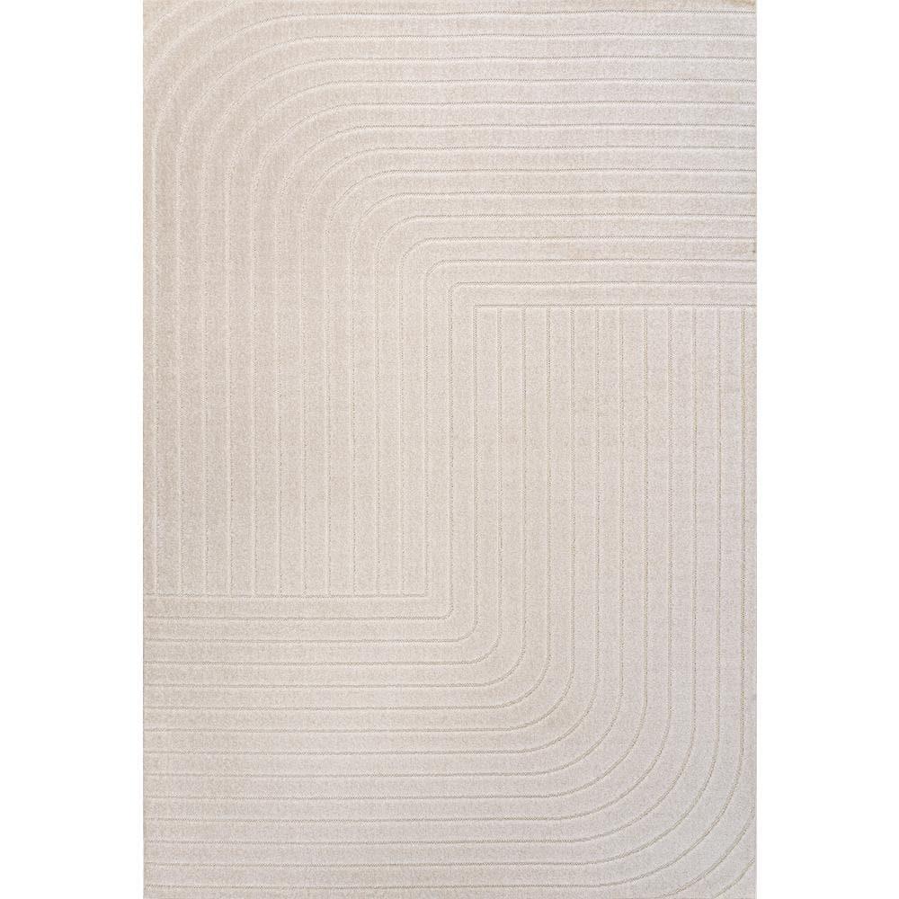 JONATHAN Y Odense High-Low Minimalist Angle Geometric Ivory/Cream 3 ft. x 5 ft. Indoor/Outdoor Area Rug