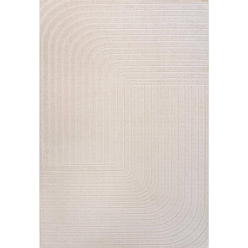 JONATHAN Y Odense High-Low Minimalist Angle Geometric Ivory/Cream 4 ft. x 6 ft. Indoor/Outdoor Area Rug