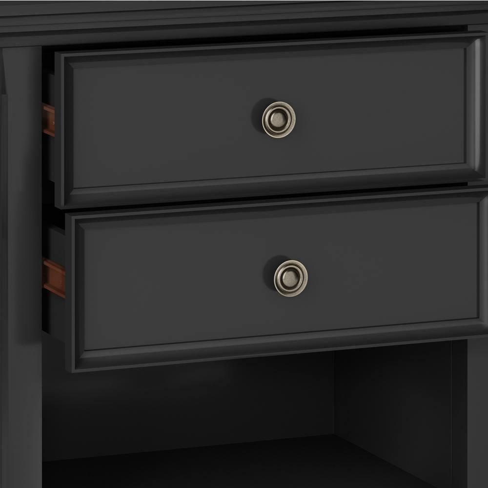 Simpli Home Amherst 24"W 2-Drawer Solid Wood Nightstand with Open Shelf