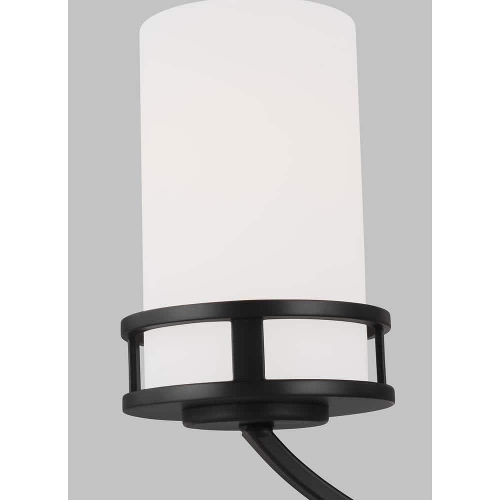 Robie Midnight Black 5-Light LED Chandelier with Etched Glass