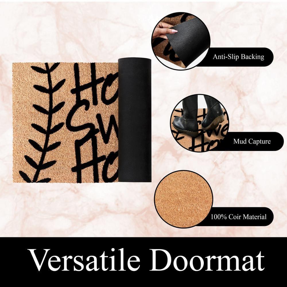 A1HC Natural Coir Flocked Doormat with Heavy Duty Non-Slip PVC Backing Easy to Clean, Fade Resistant, Pet Friendly Outdoor Welcome Mat, Low-Profile Durable Doormat