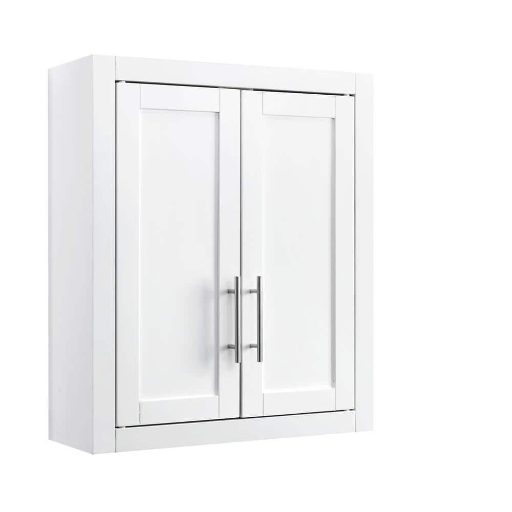 Savannah Wall Cabinet White - Crosley: Adjustable Shelves, MDF, Universal Storage, 22x26x8 inches
