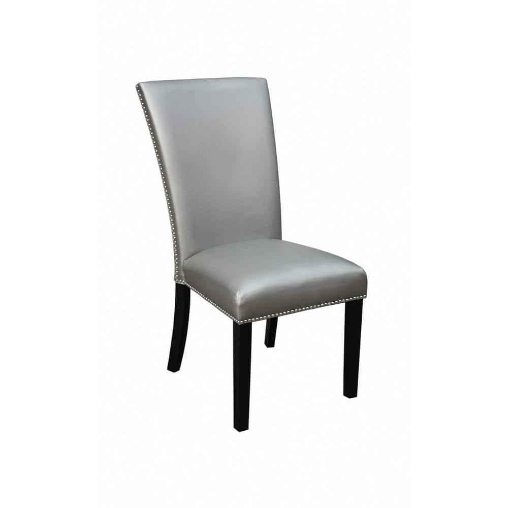 18" Set of 2 Camila Dining Chairs Silver - Steve Silver Co.: Modern Faux Leather, Nailhead, Wood Legs