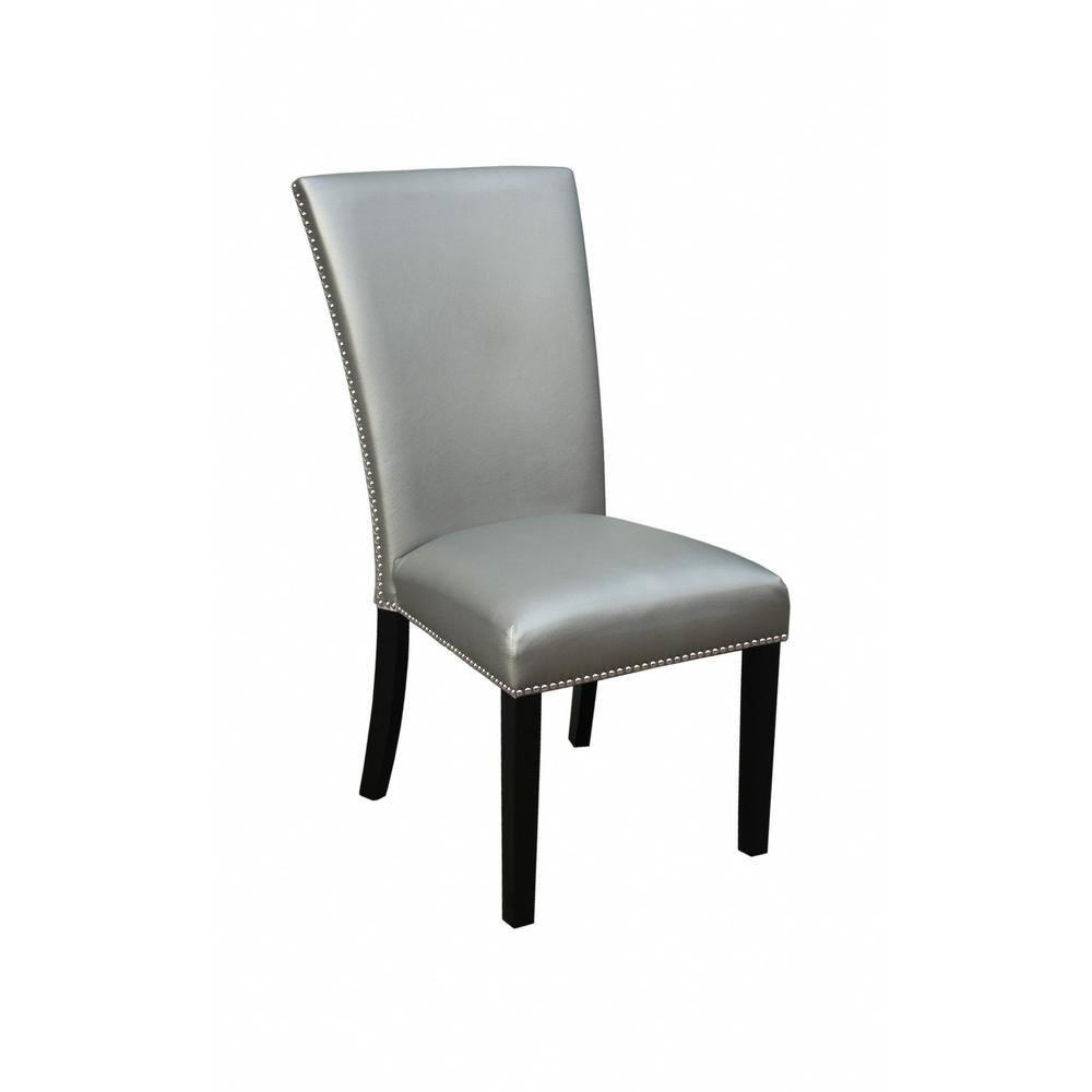18" Set of 2 Camila Dining Chairs Silver - Steve Silver Co.: Modern Faux Leather, Nailhead, Wood Legs