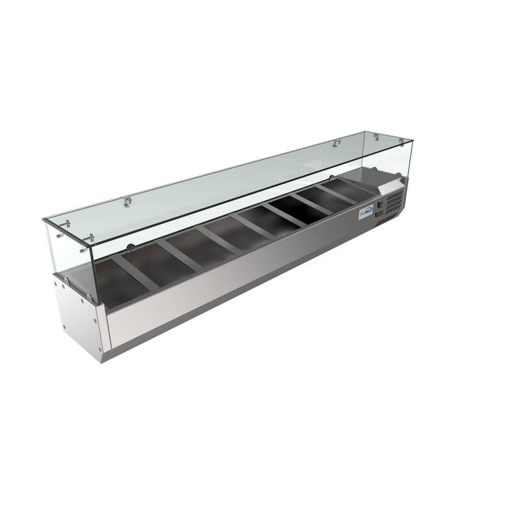 KoolMore 71 in. Eight Pan Refrigerated Countertop Condiment Prep Station