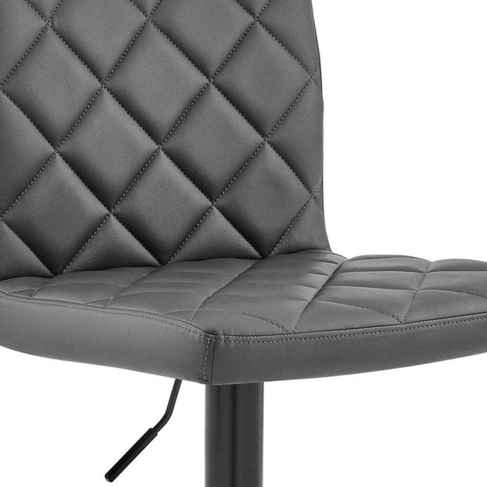 Duval 21'' Adjustable Height Gray Faux Leather Swivel Bar Stool