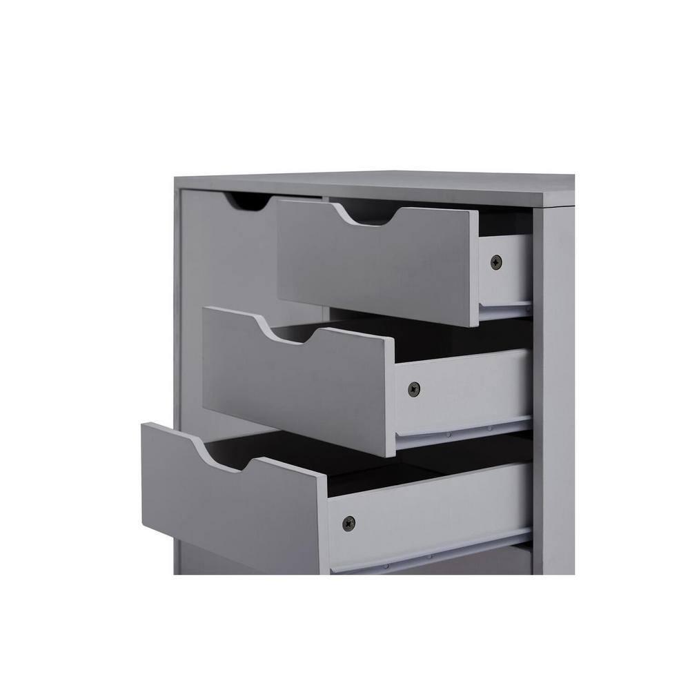 5 Drawer Dresser, Tall Dressers for Bedroom, Kids Dresser with Wheels, Storage Shelves with Drawers, Small Dresser for Closet, Makeup Dresser with 180 lbs Capacity - Grey