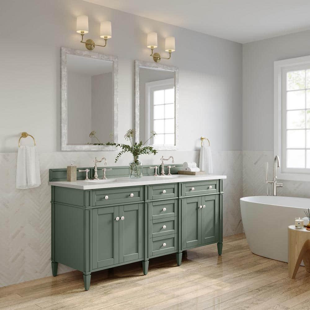 Smokey Celadon Green Double Vanity with Quartz Top