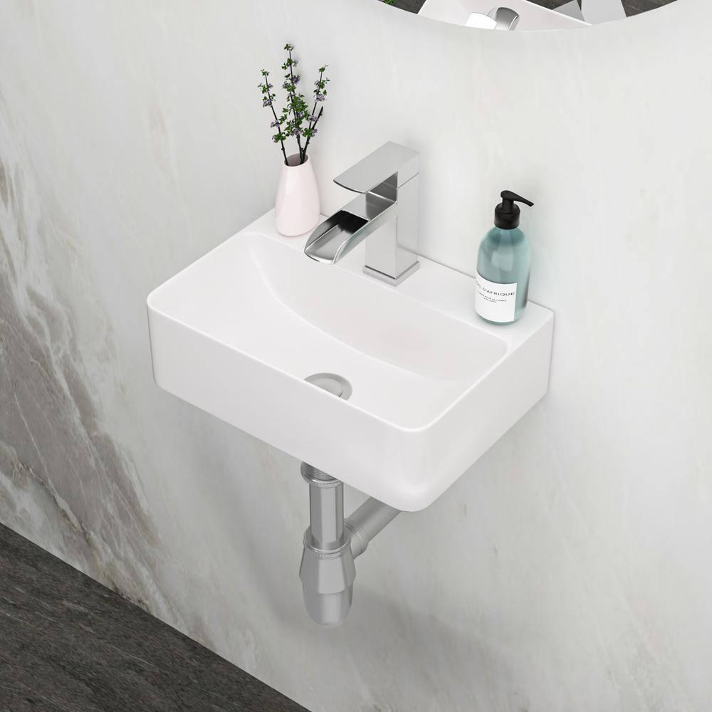 APRESSHUI AH-BS1410LGP APRESSHUI 10'' Ceramic Rectangular Bathroom Sink